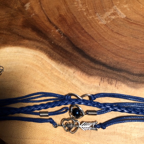Jewelry - NWY 5 strand Navy Leather Bracelet 7” 2” extender